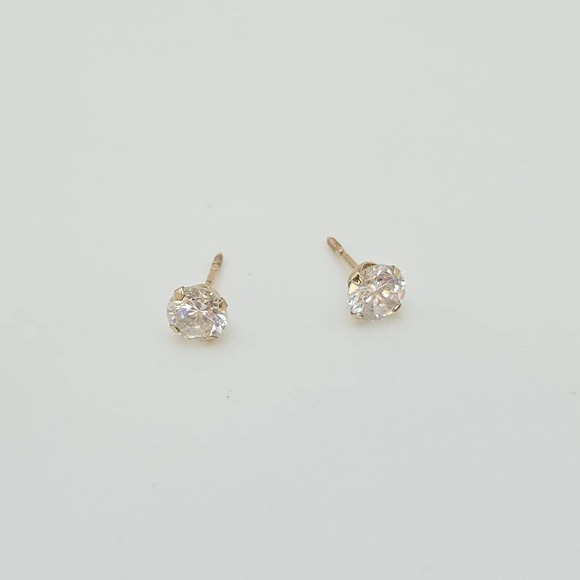 Vtg Genuine Moissanite Earrings 10k Yellow Gold Studs Screwback FREE $HIPPING!!